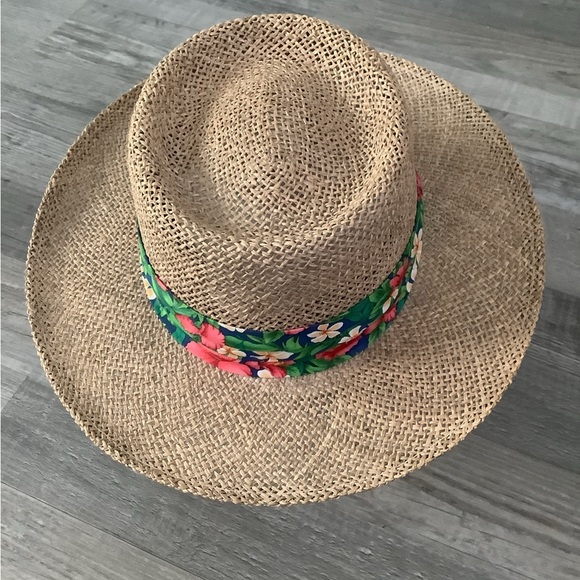 Panama Jack vintage straw hat with a floral band - Picture 3 of 10